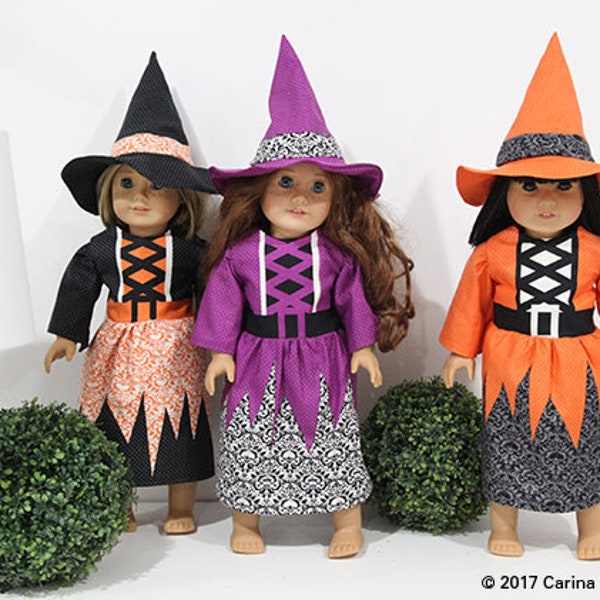 Doll Halloween Costume - Black Witch Doll Costume - American Girl Costume - Eek Boo Shriek Fabric - Riley Blake Designs