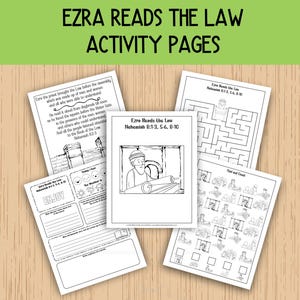 Ezra Reads the Law Activity Pages, Sunday School Activities, Bible Class Lesson Pages, Children&#39;s Church