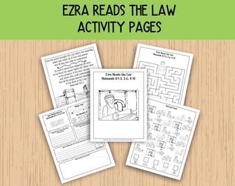 Ezra Reads the Law Activity Pages, Sunday School Activities, Bible Class Lesson Pages, Children's Church