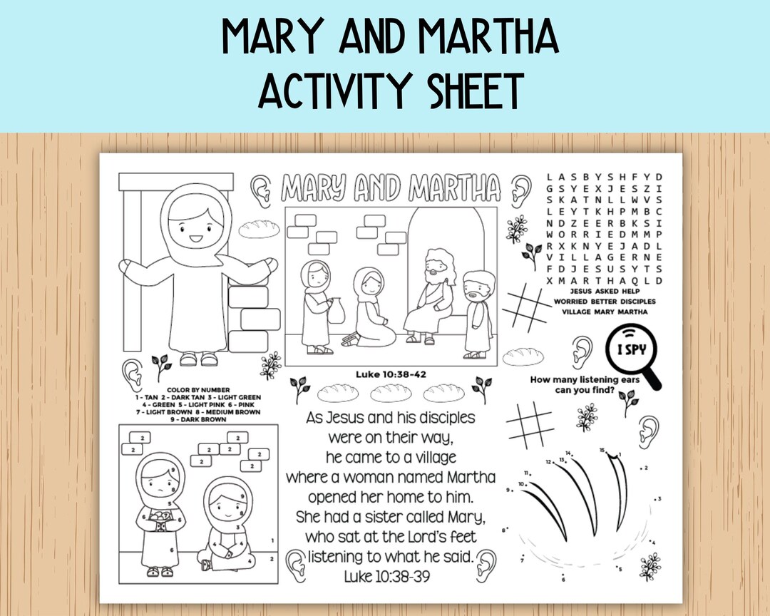 Mary And Martha Activity Sheet Children s Church Activity Bible Mary And Martha Activity Sheet Children s Church Activity Bible