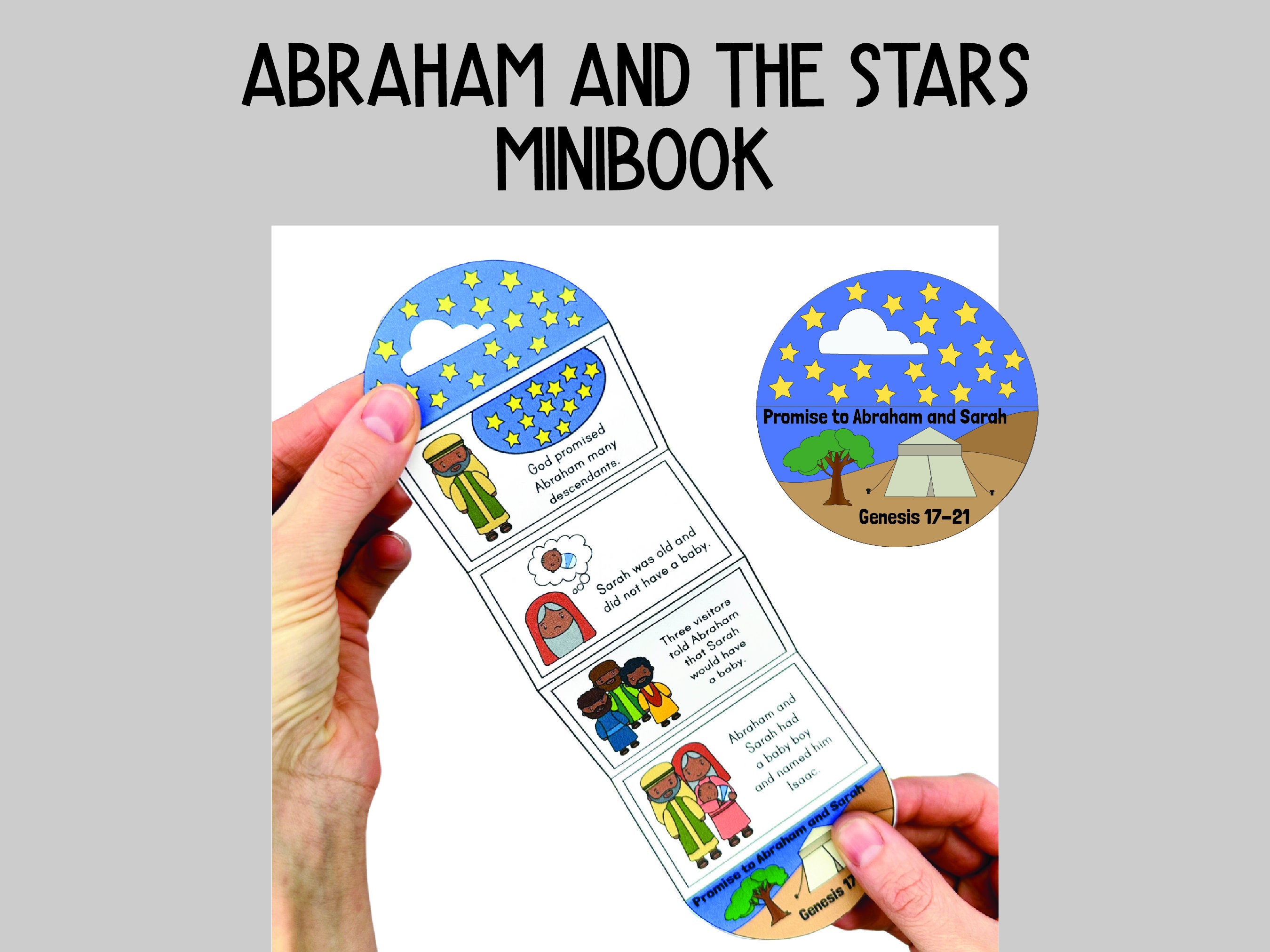 Abraham and the Stars Minibook, Promise to Abraham and Sarah, Father to Many Nations Craft, Sunday School or Bible Class Coloring Activity