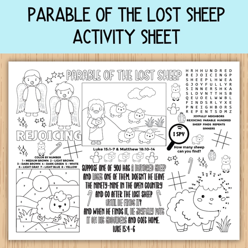 Coloring Page Lost Sheep Etsy