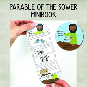 Parable of the Sower Minibook, Bible Story Craft, Sunday School Activity, Printable Mini Book, New Testament Bible Story, Jesus&#39; Parables