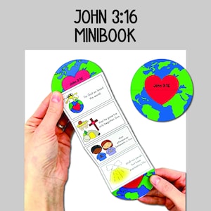 John 3:16 Minibook, God So Loved the World Craft, Sunday School or Bible Class Activity