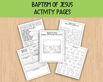 Baptism of Jesus Activity Pages, John Baptizes Jesus, Sunday School Activities, Bible Class Lesson Pages, Children's Church