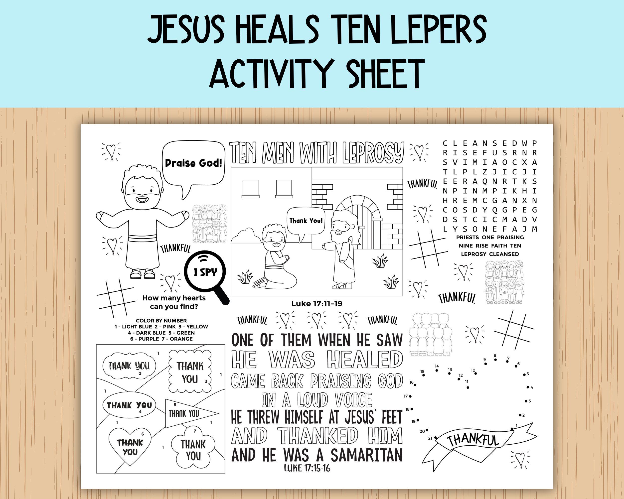 Jesus Heals Ten Lepers Activity Sheet, One Man Said Thank You