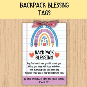 Printable Backpack Blessing Tags, Back to School Prayer, Blessing of the Backpacks, Student Gift Tags