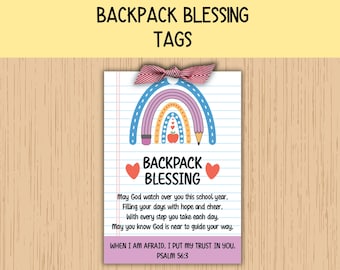 Printable Backpack Blessing Tags, Back to School Prayer, Blessing of the Backpacks, Student Gift Tags