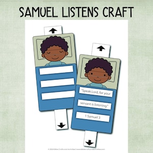 Samuel Listens Craft, God Calls Samuel, Bible Story Craft, Sunday School Activity, Printable Mini Book, Old Testament Bible Story
