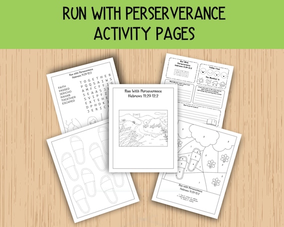 Run With Perseverance Activity Pages, Hebrews 11, Sunday School Activities, Bible Class Lesson Pages, Children's Church