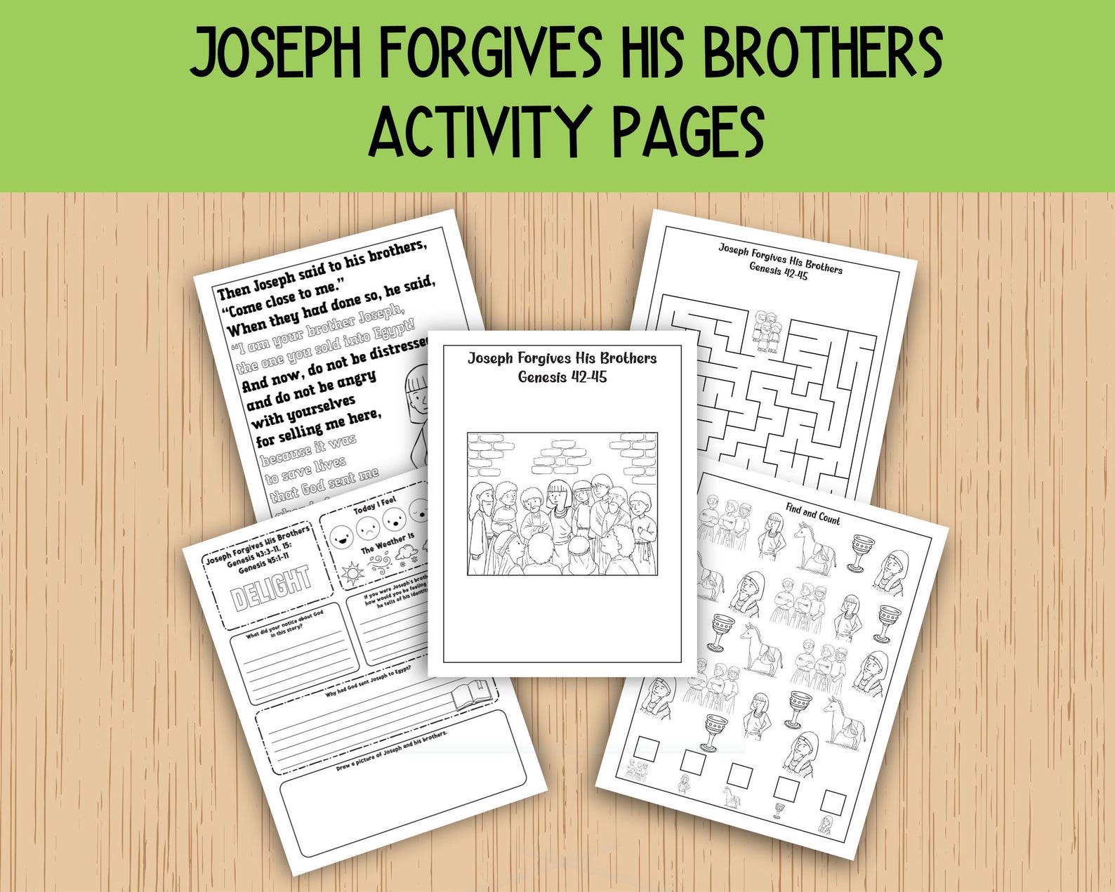 Joseph Forgives His Brothers Activity Pages, Sunday School Activities ...