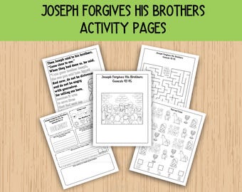 Joseph Forgives His Brothers Activity Pages, Sunday School Activities, Bible Class Lesson Pages, Children&#39;s Church
