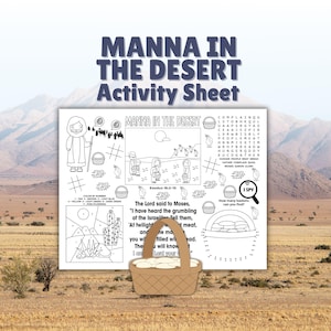 Hoja de actividades: El maná en el desierto, El Señor provee el maná, Moisés en el desierto, Iglesia infantil, Mantel individual para actividades bíblicas (clase bíblica)
