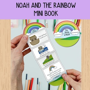 Noah and the Rainbow Mini Book, Bible Story Craft, Sunday School Activity, Printable Mini Book, Old Testament Bible Story