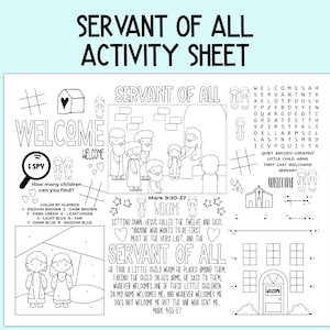 Fiche d&#39;activité Le serviteur de tous, activité religieuse pour enfants, napperon activité biblique pour école du dimanche, cours biblique, école à la maison
