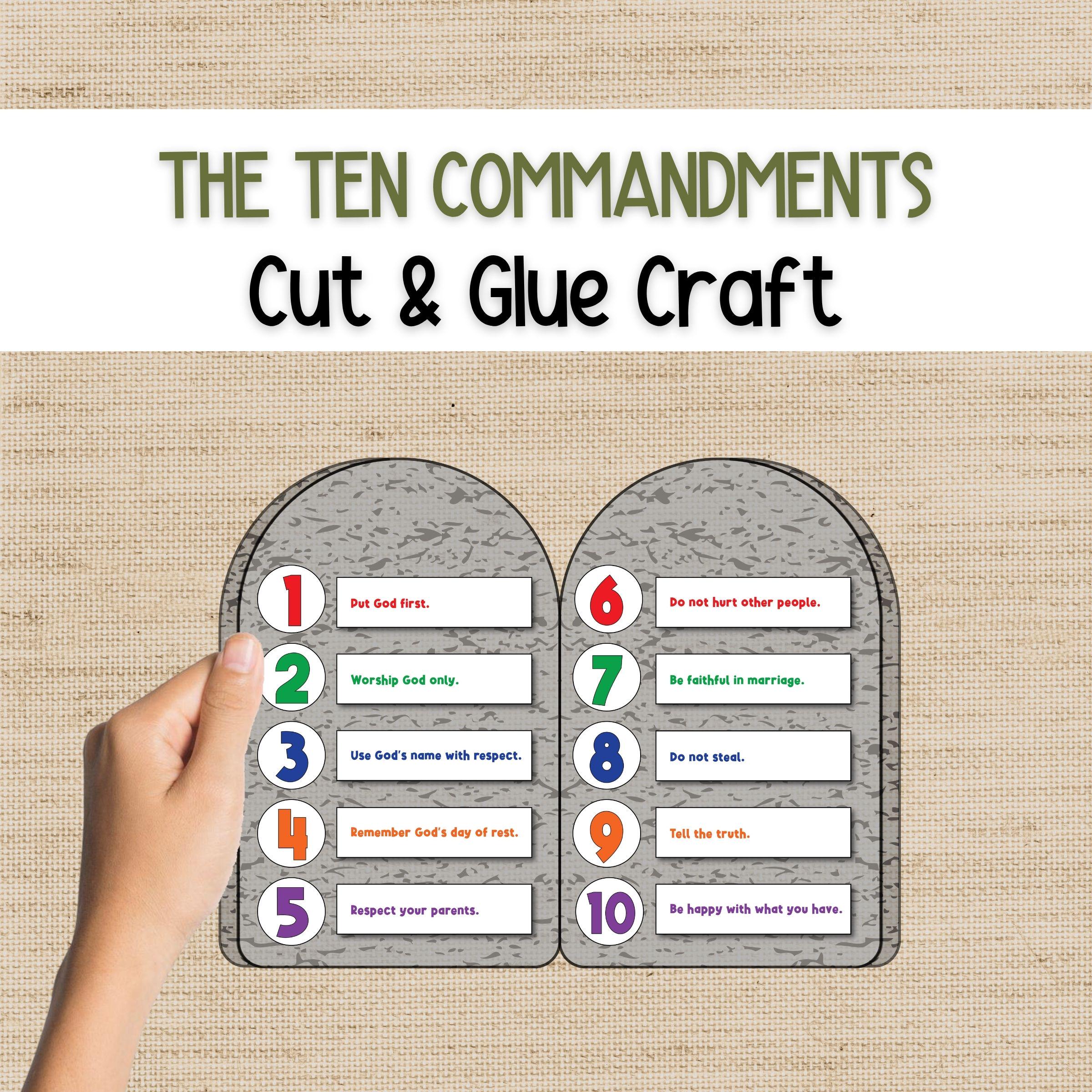 The Ten Commandments Cut and Glue Craft, Children's Church, Sunday ...
