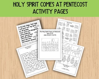 Pentecost Activity Pages, Holy Spirit Comes at Pentecost, Sunday School Activities, Bible Class Lesson Pages, Children's Church