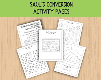 Saul's Conversion Activity Pages, Saul on the Road to Damascus, Sunday School Activities, Bible Class Lesson Pages