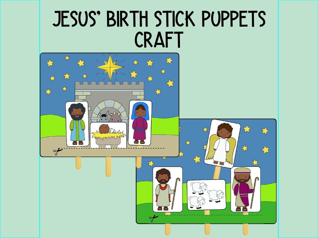 Christmas Story Stick Puppets, Bible Story Craft, Sunday School ...