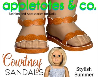 Poupée 18 pouces Strappy Courtney Sandals No-Sew 18 Inch Doll Pattern for American Girl Dolls - 18" Doll Shoes Pattern