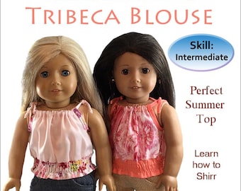 Tribeca Blouse Top pattern sized for 18" dolls such as American Girl Our Generation Journey Girls 18" Dolls Pattern Appletotes & co.