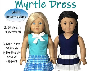 Sailor Myrtle Dress PDF Pattern for 18" Doll (2 Styles)