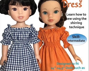 Brooklyn Doll Dress PDF Pattern, Fits 14-14.5" Dolls