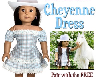 Cheyenne cowboy cowgirl Western Dress costume PDF Pattern for 18" American Girl Dolls doll dress by Appletotes & Co.