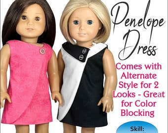Puede incluir: Un patrón PDF para un vestido Penelope para muñecas de 45,7 cm, como las muñecas American Girl. El patrón incluye dos estilos diferentes para el vestido, lo que lo hace ideal para el bloqueo de colores. El nivel de habilidad para este patrón es intermedio.