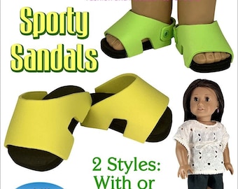 Sporty Foam Sandals Pattern for American Girl Our Generation 18" Dolls PDF pattern