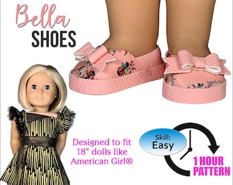 18 Inch Doll Flats PDF Pattern: No Sew Bow Shoes (Fits American Girl Dolls)
