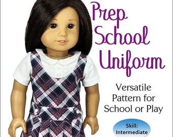 School Uniform Sewing PDF Pattern for 18" American Girl Dolls doll Preppy dress by Appletotes & Co.