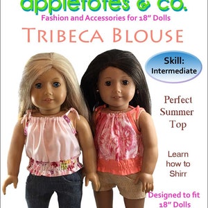 Tribeca Blouse Top pattern sized for 18" dolls such as American Girl Our Generation Journey Girls 18" Dolls Pattern Appletotes & co.