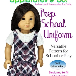 School Uniform Sewing PDF Pattern for 18" American Girl Dolls doll Preppy dress by Appletotes & Co.