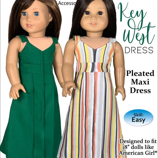 Patron de couture robe Key West pour poupées 18 pouces Patron PDF pour poupées American Girl 18" par Appletotes & Co. - Robe Key West
