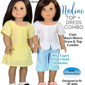 18 Inch Doll Clothes Sewing Pattern: Nadine Top and Dress (PDF Pattern)