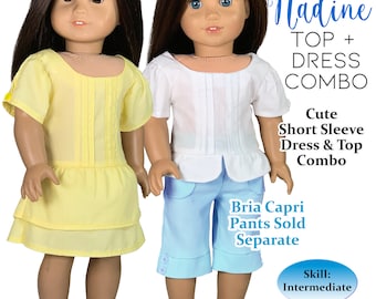 18 Inch Doll Clothes Sewing Pattern: Nadine Top and Dress (PDF Pattern)