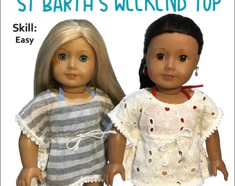 18 Inch Doll Beach Cover Up Sewing Pattern: St Barth's Weekend Top (PDF Pattern)
