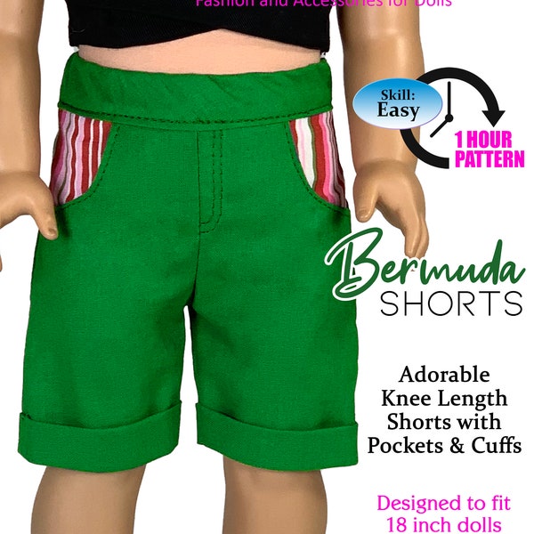 Bermuda Shorts 18 Inch Doll Patterns PDF - Girl Doll Sewing Pattern - Bermuda Shorts 18 Inch Doll Sewing Pattern