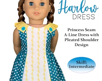 Pleated Doll Dress PDF Sewing Pattern for 18" Dolls