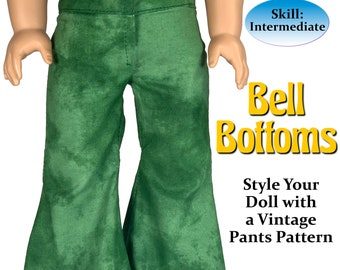 Bell Bottoms Sewing Pattern for 18 inch Doll: 70s Retro Pants (PDF Pattern)