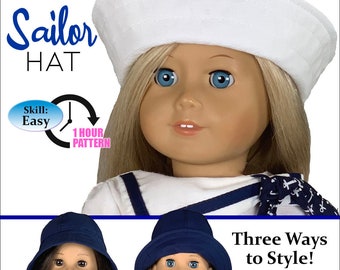Sailor Hat PDF Sewing Pattern: Fits 18" Dolls