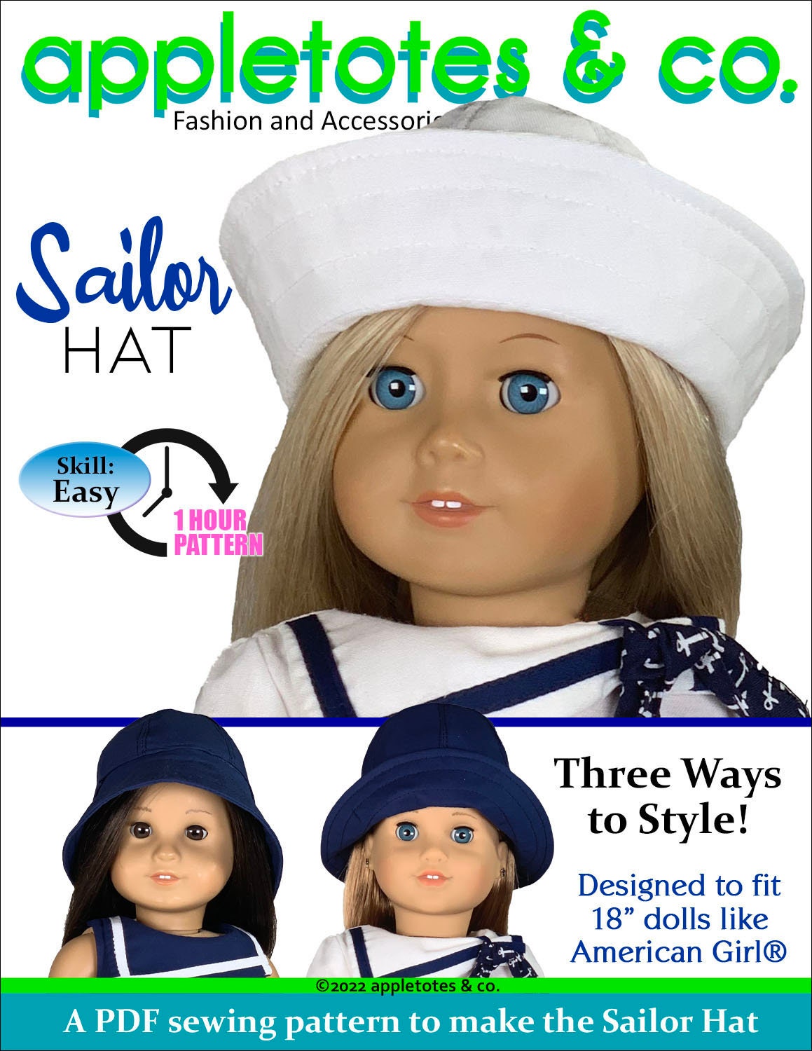 Sailor Hat Sewing Pattern Dolls Pattern for American Girl Our Etsy Canada