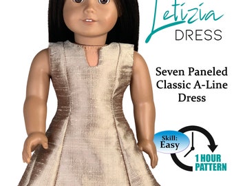 PDF-Schnittmuster für ein Puppenkleid (45,7 cm): Letizia A-Linie