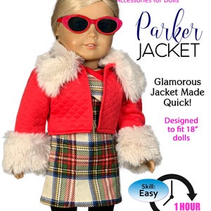 Patron de couture de vêtements de poupée de 40 cm : veste en fourrure Parker (Patron PDF)
