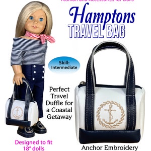 Hamptons Travel Bag Purse Bag Tote PDF Schnittmuster für 18 inch Doll Schnittmuster von Appletotes & Co. FREE BONUS Schnittmuster