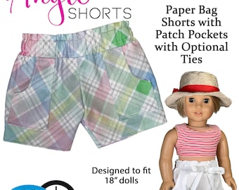 18 Inch Doll Shorts PDF Sewing Pattern: Paperbag-Waist Style
