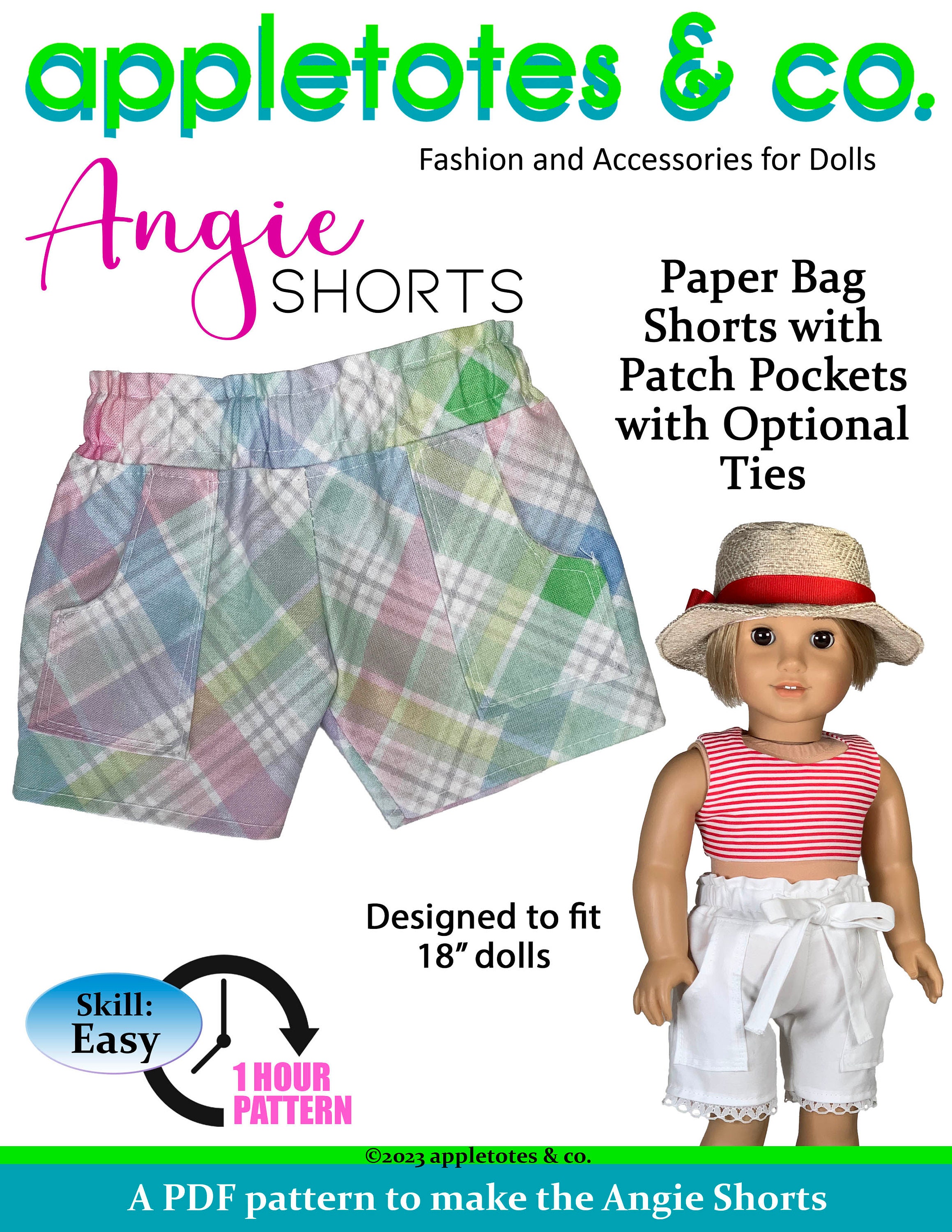 Paperbag Paperbag Shorts 18 Zoll Puppe Schnittmuster PDF Madchen Puppe Schnittmuster Angie Shorts 18 Zoll Puppe FREE Bonus Patterns Etsy