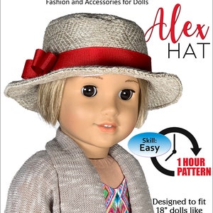 Alex fedora beach summer Hat Sewing Pattern Dolls Pattern for American Girl Our Generation 18" Dolls Pattern