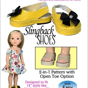 14 Inch Doll Slingback Shoes PDF Pattern: Open Toe Flats